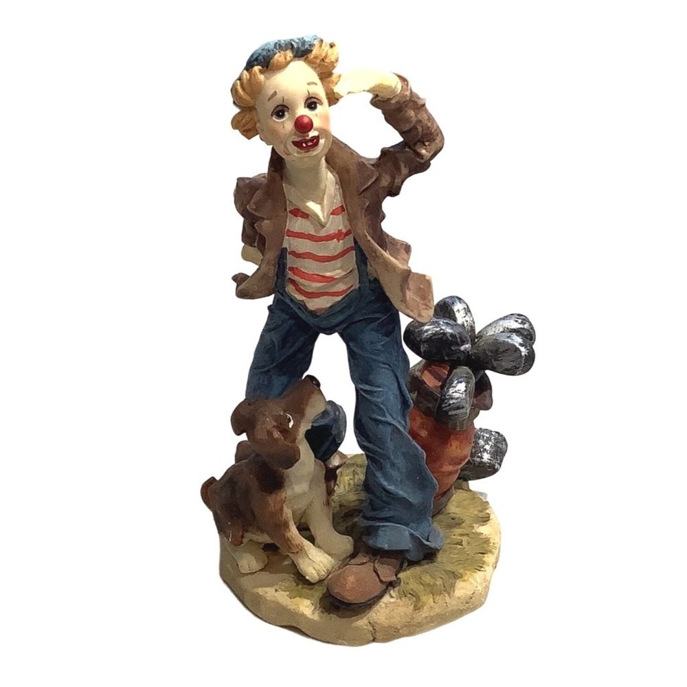 Vintage Golfer Clown & His Dog Porcelain Figurine 7" Tall
